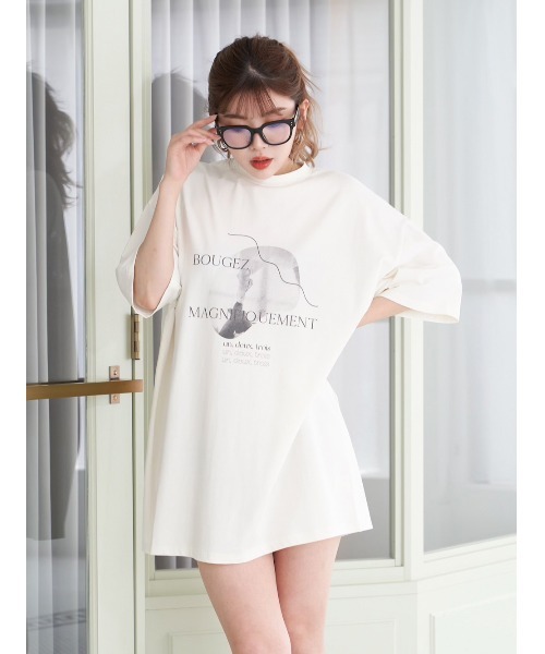 Darich(ダーリッチ)の「ballerinaグラフィックTシャツ(Tシャツ/カットソー・レディース・ホワイト/チャコールグレー/グレー・FREE)」の1枚目の写真
