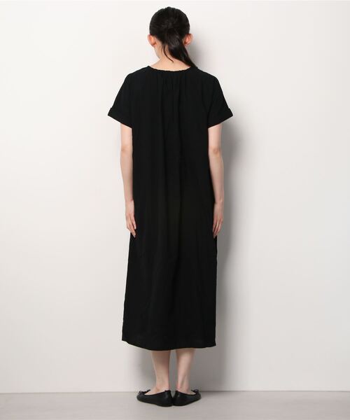 Shelly island（シェリーアイランド）の「スキッパーコットンロングワンピース（ワンピース・レディース・ブラック/オリーブドラブ・M）」の3枚目の写真