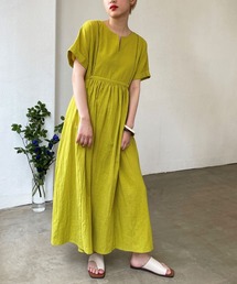 スキッパーコットンロングワンピース