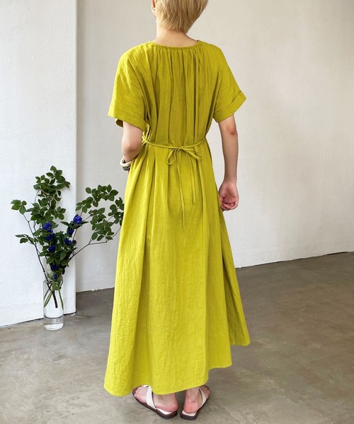 Shelly island（シェリーアイランド）の「スキッパーコットンロングワンピース（ワンピース・レディース・ブラック/オリーブドラブ・M）」の10枚目の写真