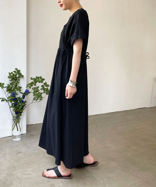 Shelly island（シェリーアイランド）の「スキッパーコットンロングワンピース（ワンピース・レディース・ブラック/オリーブドラブ・M）」の14枚目の写真