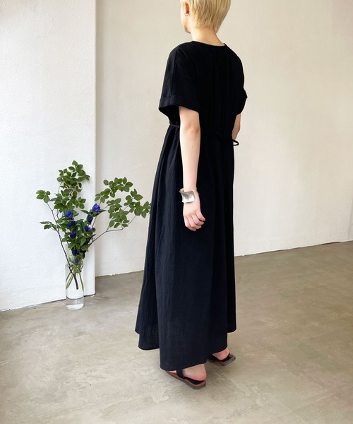 Shelly island（シェリーアイランド）の「スキッパーコットンロングワンピース（ワンピース・レディース・ブラック/オリーブドラブ・M）」の15枚目の写真