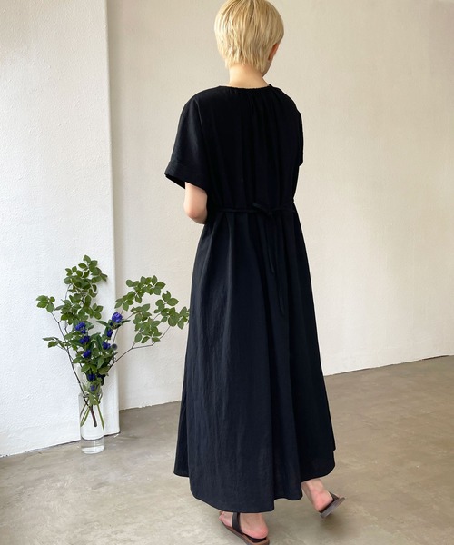 Shelly island（シェリーアイランド）の「スキッパーコットンロングワンピース（ワンピース・レディース・ブラック/オリーブドラブ・M）」の16枚目の写真