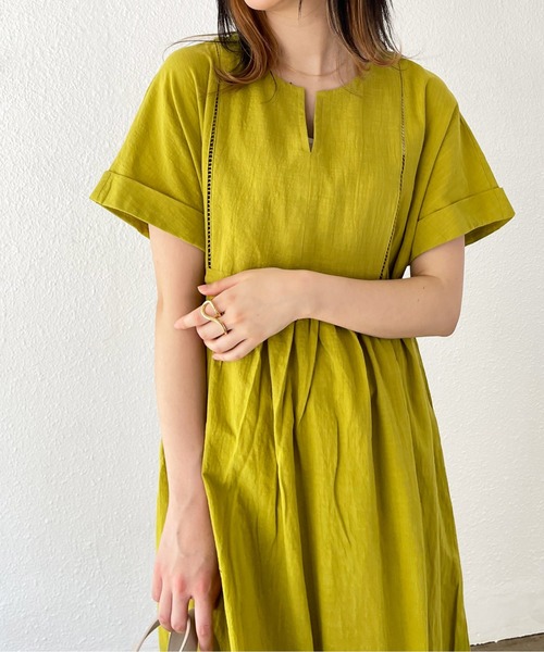 Shelly island（シェリーアイランド）の「スキッパーコットンロングワンピース（ワンピース・レディース・ブラック/オリーブドラブ・M）」の19枚目の写真