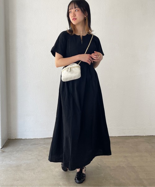 Shelly island（シェリーアイランド）の「スキッパーコットンロングワンピース（ワンピース・レディース・ブラック/オリーブドラブ・M）」の21枚目の写真