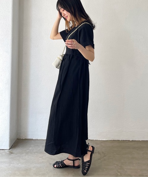 Shelly island（シェリーアイランド）の「スキッパーコットンロングワンピース（ワンピース・レディース・ブラック/オリーブドラブ・M）」の22枚目の写真