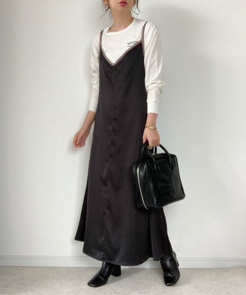 ZOZOMARKET（ゾゾマーケット）の「【maiko×ZOZO】2WAYパイピングカシュクールキャミワンピース（ワンピース・レディース・ブラック/グレー・FREE）」の3枚目の写真