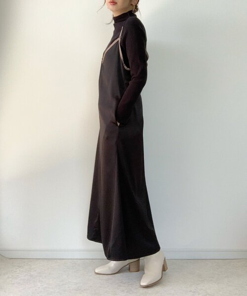 ZOZOMARKET（ゾゾマーケット）の「【maiko×ZOZO】2WAYパイピングカシュクールキャミワンピース（ワンピース・レディース・ブラック/グレー・FREE）」の4枚目の写真