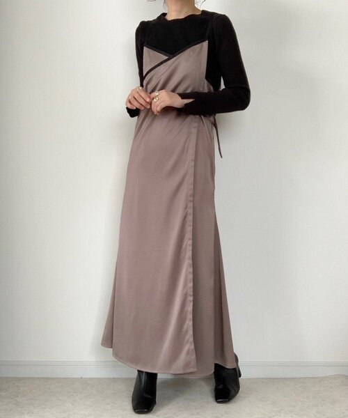 ZOZOMARKET（ゾゾマーケット）の「【maiko×ZOZO】2WAYパイピングカシュクールキャミワンピース（ワンピース・レディース・ブラック/グレー・FREE）」の5枚目の写真