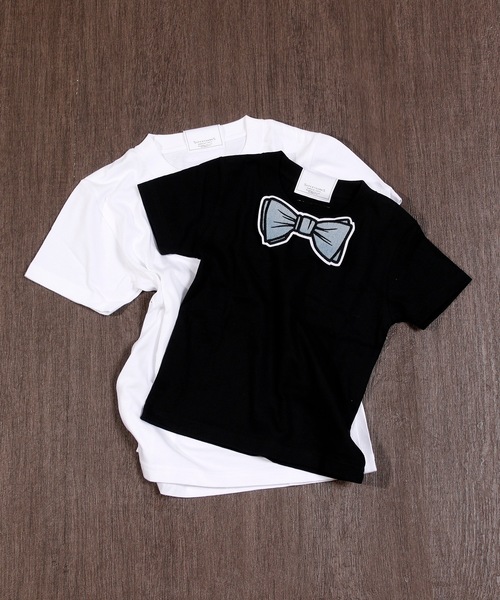 SUPERTHANKS（スーパーサンクス）の「【キッズ】蝶ネクタイワッペンベーシックTシャツ リンクコーデ 親子コーデ（Tシャツ/カットソー・キッズ・ホワイト×ブルー/ブラック×ブルー・100/110/120/130/140/150）」の7枚目の写真