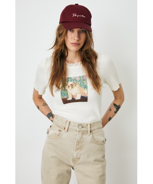 MOUSSY（マウジー）の「BE LOVED DOG Tシャツ（Tシャツ/カットソー・レディース・ライトブラック/ライトブルー/アイボリー・FREE）」の12枚目の写真