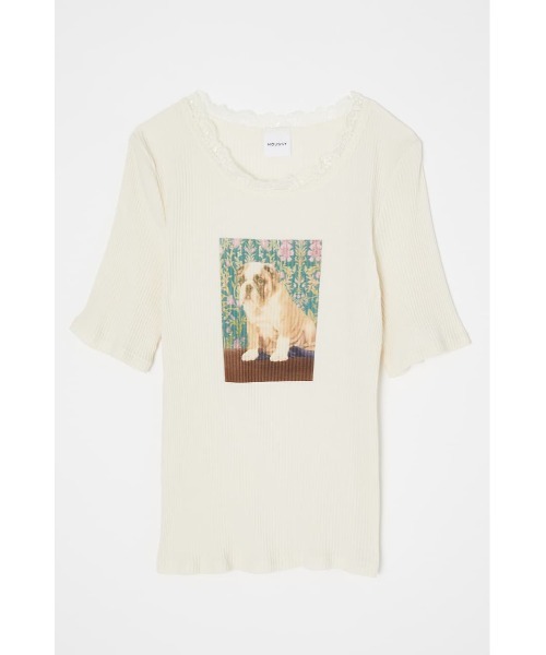 MOUSSY（マウジー）の「BE LOVED DOG Tシャツ（Tシャツ/カットソー・レディース・ライトブラック/ライトブルー/アイボリー・FREE）」の11枚目の写真