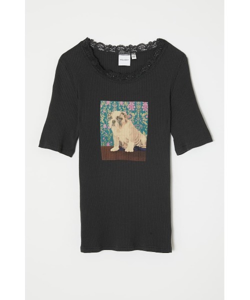 MOUSSY（マウジー）の「BE LOVED DOG Tシャツ（Tシャツ/カットソー・レディース・ライトブラック/ライトブルー/アイボリー・FREE）」の14枚目の写真