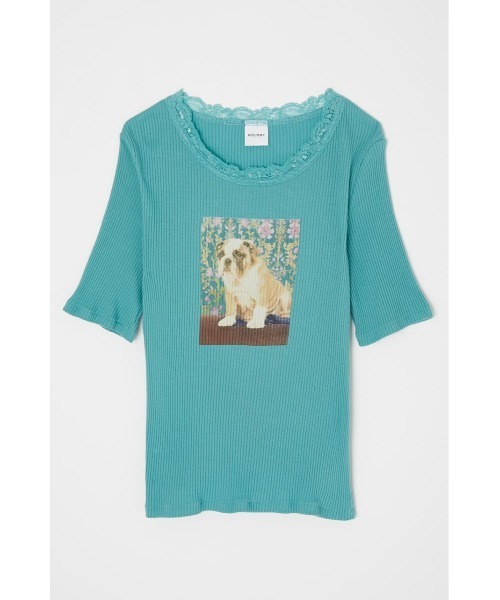 MOUSSY（マウジー）の「BE LOVED DOG Tシャツ（Tシャツ/カットソー・レディース・ライトブラック/ライトブルー/アイボリー・FREE）」の8枚目の写真