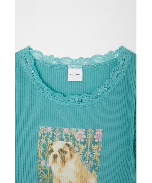 MOUSSY（マウジー）の「BE LOVED DOG Tシャツ（Tシャツ/カットソー・レディース・ライトブラック/ライトブルー/アイボリー・FREE）」の7枚目の写真