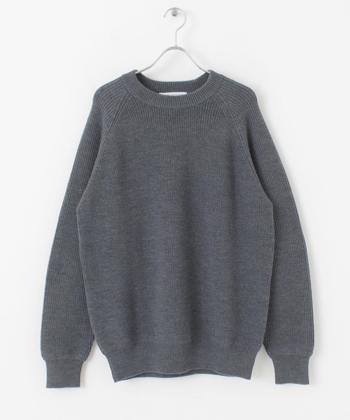 URBAN RESEARCH（アーバンリサーチ）の「ハンドウォッシャブルウールクルーネックニット（ニット/セーター・メンズ・ブラック/オフホワイト/チャコールグレー/パープル・LARGE/MEDIUM）」の17枚目の写真