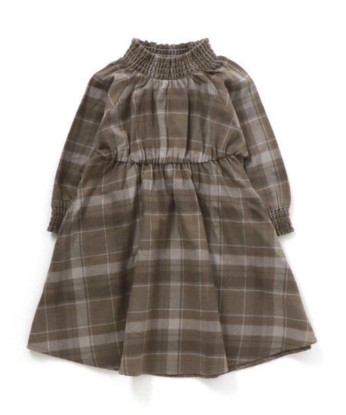 apres les cours(アプレレクール)の「シャーリングワンピース(ワンピース・キッズ・ベージュ/ブラウン/サックスブルー・90/100/110/120/80/130/140)」の1枚目の写真