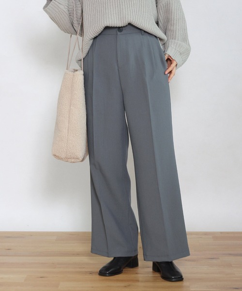 Crisp yours(クリスプユアーズ)の「【WEB限定】2タックセンタープレスパンツ(スラックス・レディース・ベージュ/ブラウン/グレー・FREE)」の7枚目の写真