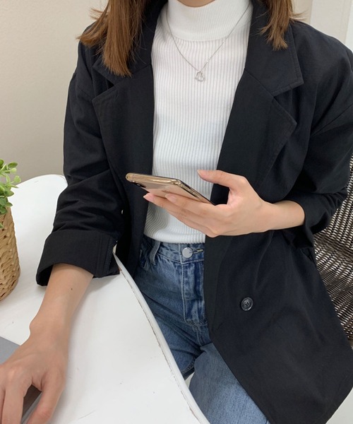 SPIGA（スピーガ）の「麻ライクテーラードジャケット（テーラードジャケット・レディース・アイボリー/ブラック/ベージュ・FREE）」の3枚目の写真