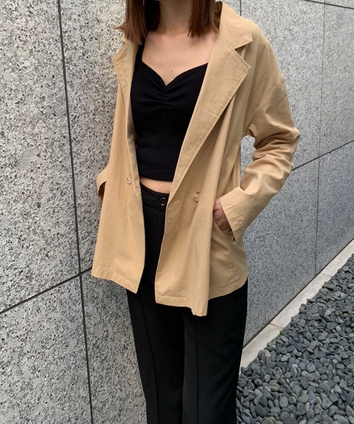 SPIGA（スピーガ）の「麻ライクテーラードジャケット（テーラードジャケット・レディース・アイボリー/ブラック/ベージュ・FREE）」の9枚目の写真