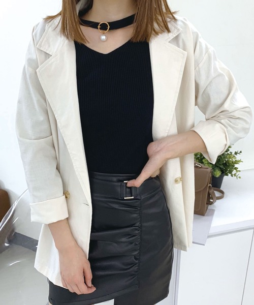 SPIGA（スピーガ）の「麻ライクテーラードジャケット（テーラードジャケット・レディース・アイボリー/ブラック/ベージュ・FREE）」の17枚目の写真