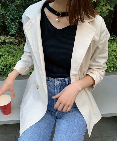 SPIGA（スピーガ）の「麻ライクテーラードジャケット（テーラードジャケット・レディース・アイボリー/ブラック/ベージュ・FREE）」の20枚目の写真