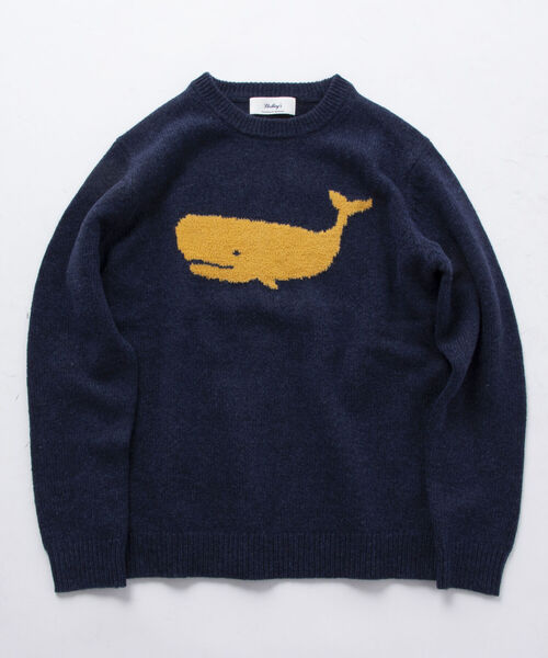 NOLLEY'S goodman（ノーリーズグッドマン）の「クジラ インターシャ プルオーバーニット（ニット/セーター・メンズ・グレー/ピンク/ロイヤルブルー/ダークネイビー/レンガ・LL/S/M/L）」の4枚目の写真