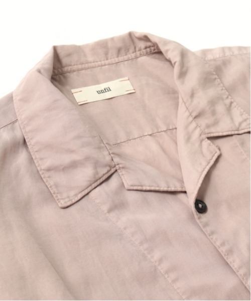 UNFIL（アンフィル）の「unfil アンフィル / cotton & silk-twill short sleeve shirt コットンシルクツイル オープンカラー半袖シャツ / WWSP-UU016（シャツ/ブラウス・メンズ・ライラック/ダークネイビー・5/4）」の6枚目の写真