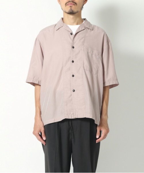 UNFIL（アンフィル）の「unfil アンフィル / cotton & silk-twill short sleeve shirt コットンシルクツイル オープンカラー半袖シャツ / WWSP-UU016（シャツ/ブラウス・メンズ・ライラック/ダークネイビー・5/4）」の7枚目の写真
