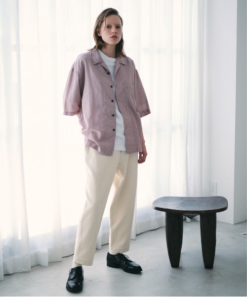 UNFIL（アンフィル）の「unfil アンフィル / cotton & silk-twill short sleeve shirt コットンシルクツイル オープンカラー半袖シャツ / WWSP-UU016（シャツ/ブラウス・メンズ・ライラック/ダークネイビー・5/4）」の11枚目の写真