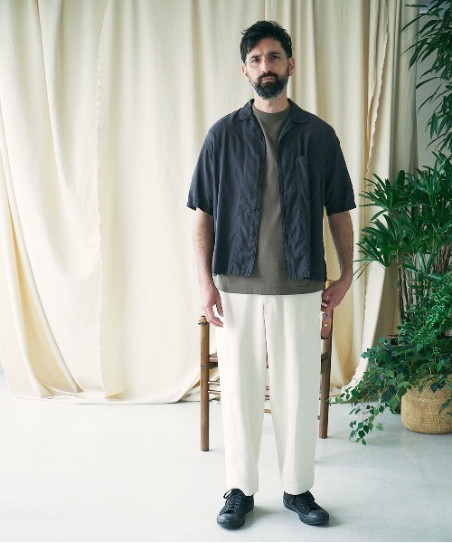 UNFIL（アンフィル）の「unfil アンフィル / cotton & silk-twill short sleeve shirt コットンシルクツイル オープンカラー半袖シャツ / WWSP-UU016（シャツ/ブラウス・メンズ・ライラック/ダークネイビー・5/4）」の16枚目の写真