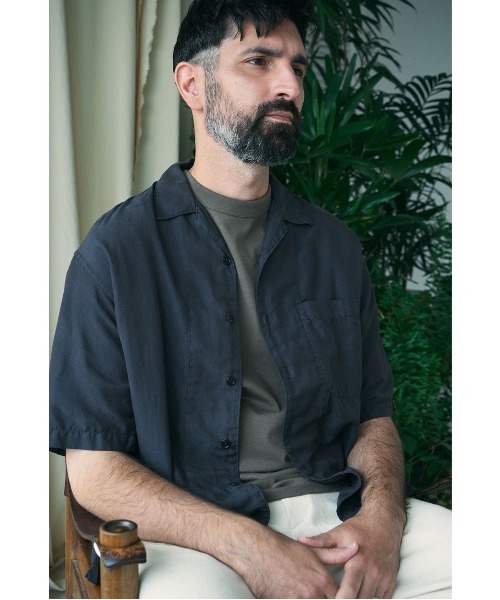 UNFIL（アンフィル）の「unfil アンフィル / cotton & silk-twill short sleeve shirt コットンシルクツイル オープンカラー半袖シャツ / WWSP-UU016（シャツ/ブラウス・メンズ・ライラック/ダークネイビー・5/4）」の17枚目の写真