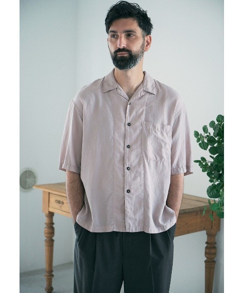 UNFIL（アンフィル）の「unfil アンフィル / cotton & silk-twill short sleeve shirt コットンシルクツイル オープンカラー半袖シャツ / WWSP-UU016（シャツ/ブラウス・メンズ・ライラック/ダークネイビー・5/4）」の15枚目の写真