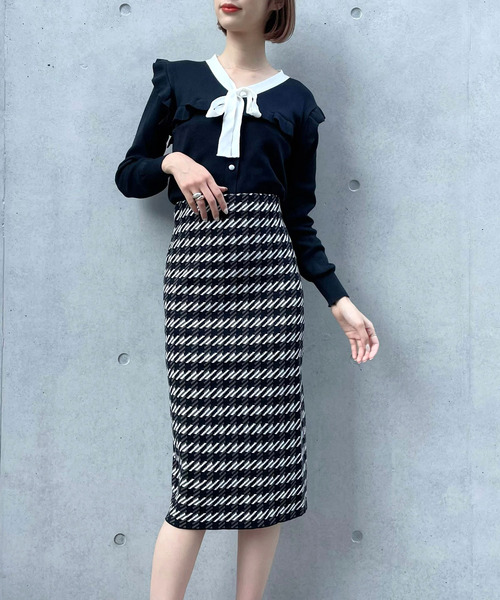 titty&Co. PETIT(ティティアンドコープティ)の「【titty&Co.PETIT】バイカラーリボンニットトップス(ニット/セーター・レディース・ホワイト/ブラック・FREE)」の12枚目の写真