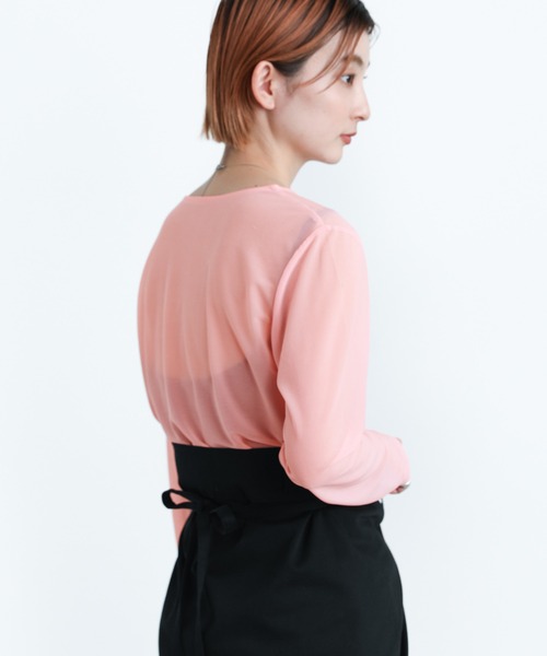 select MOCA(セレクトモカ)の「クルーネックシアートップス(Tシャツ/カットソー・レディース・ホワイト/ブラック/サックスブルー/ピンク/オレンジ/グリーン・FREE)」の11枚目の写真