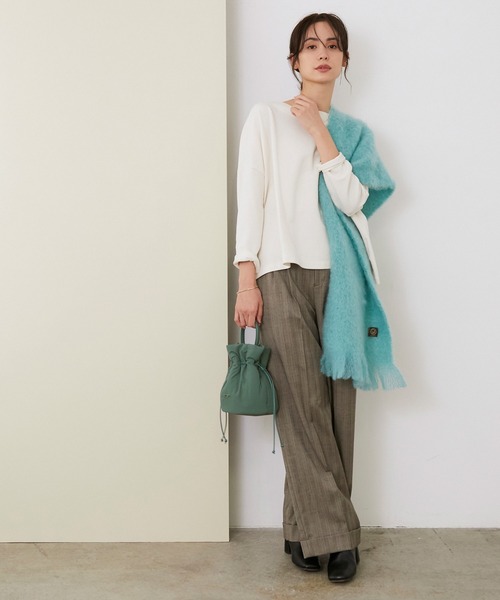 ROPE'（ロペ）の「ソフトパフドローストリング巾着バッグ（ハンドバッグ・レディース・ブラック/オレンジ/グリーン・FREE）」の11枚目の写真