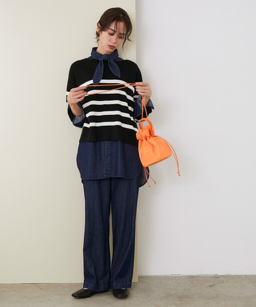 ROPE'（ロペ）の「ソフトパフドローストリング巾着バッグ（ハンドバッグ・レディース・ブラック/オレンジ/グリーン・FREE）」の12枚目の写真