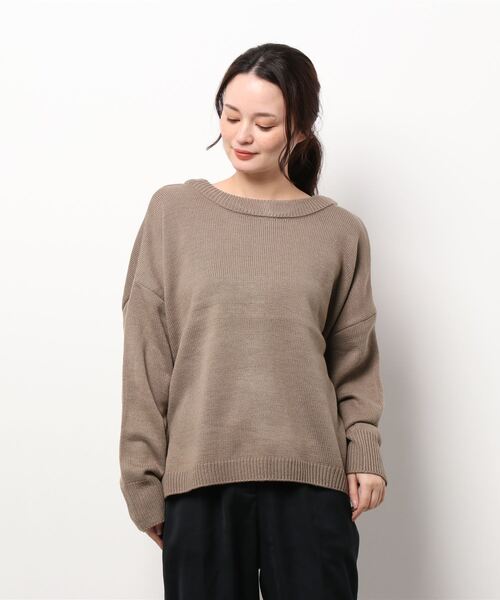 KOBE LETTUCE（コウベレタス）の「2WAYヘンリーネックプルオーバーニットトップス[C5644]（ニット/セーター・レディース・ブラック/ブラウン系/アイボリー・FREE）」の3枚目の写真