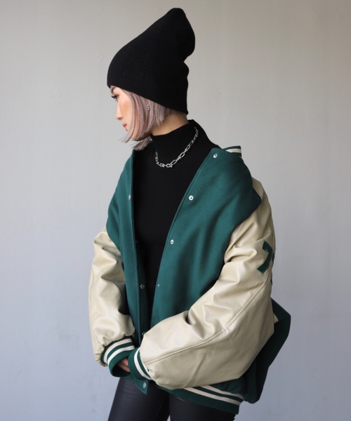 BLONDEY（ブロンディ）の「オーバーサイズメルトンスタジャン（スタジャン・レディース・ブラック/グリーン・FREE）」の10枚目の写真