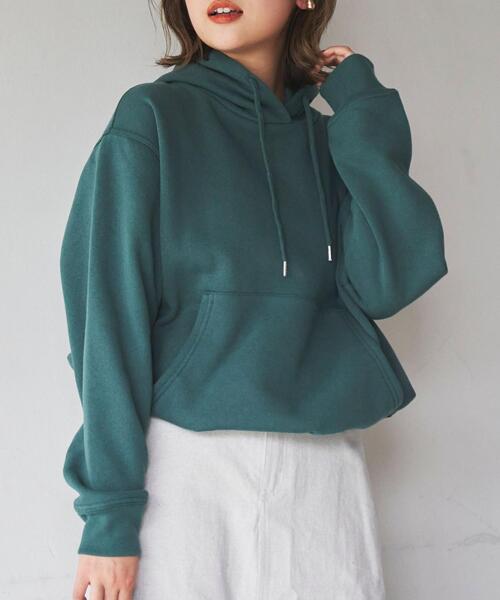 coen（コーエン）の「CVC裏起毛フーディーパーカー（パーカー・レディース・ライトグレー/オフホワイト/ケリー/ブラック・M/L）」の4枚目の写真