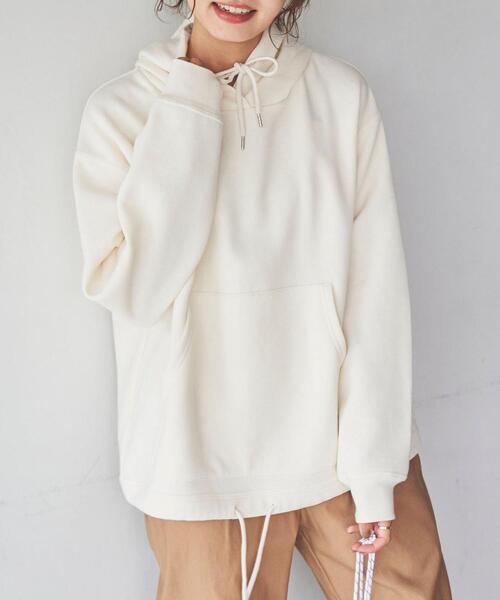 coen（コーエン）の「CVC裏起毛フーディーパーカー（パーカー・レディース・ライトグレー/オフホワイト/ケリー/ブラック・M/L）」の2枚目の写真