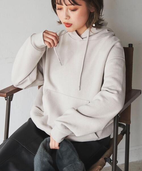 coen（コーエン）の「CVC裏起毛フーディーパーカー（パーカー・レディース・ライトグレー/オフホワイト/ケリー/ブラック・M/L）」の3枚目の写真