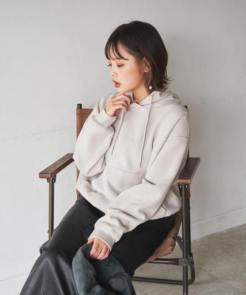 coen（コーエン）の「CVC裏起毛フーディーパーカー（パーカー・レディース・ライトグレー/オフホワイト/ケリー/ブラック・M/L）」の10枚目の写真