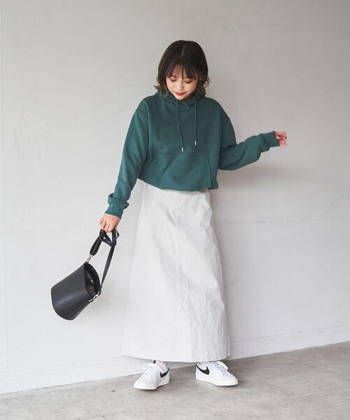 coen（コーエン）の「CVC裏起毛フーディーパーカー（パーカー・レディース・ライトグレー/オフホワイト/ケリー/ブラック・M/L）」の7枚目の写真