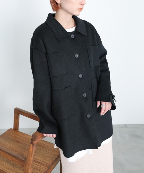 select MOCA（セレクトモカ）の「2021 AW ダブルポケットメルトンミドルジャケット（その他アウター・レディース・ブラック/ブラウン/アイボリー・FREE）」の3枚目の写真