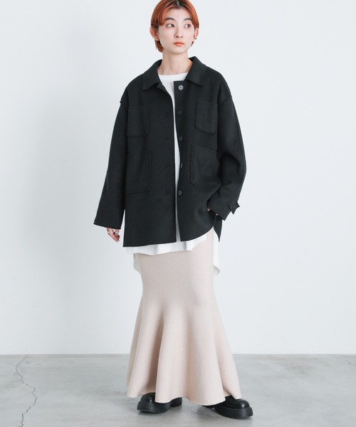 select MOCA（セレクトモカ）の「2021 AW ダブルポケットメルトンミドルジャケット（その他アウター・レディース・ブラック/ブラウン/アイボリー・FREE）」の6枚目の写真