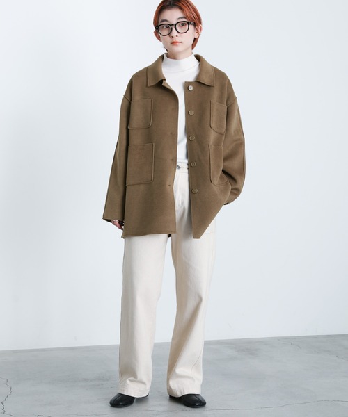 select MOCA（セレクトモカ）の「2021 AW ダブルポケットメルトンミドルジャケット（その他アウター・レディース・ブラック/ブラウン/アイボリー・FREE）」の4枚目の写真