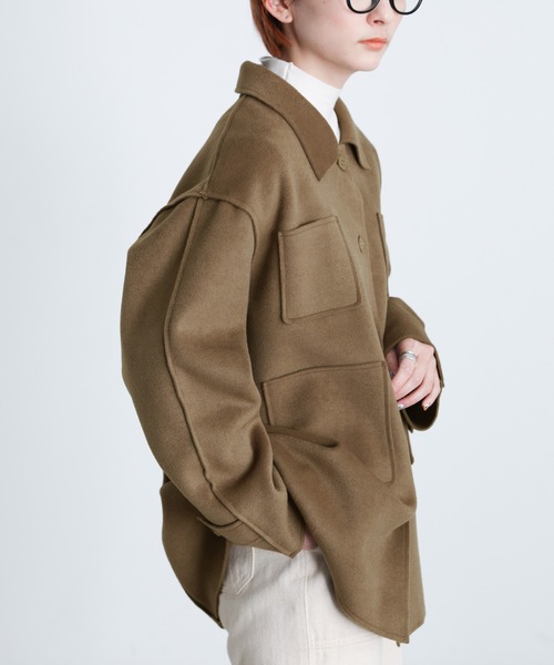 select MOCA（セレクトモカ）の「2021 AW ダブルポケットメルトンミドルジャケット（その他アウター・レディース・ブラック/ブラウン/アイボリー・FREE）」の8枚目の写真