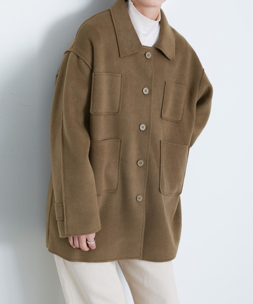 select MOCA（セレクトモカ）の「2021 AW ダブルポケットメルトンミドルジャケット（その他アウター・レディース・ブラック/ブラウン/アイボリー・FREE）」の7枚目の写真