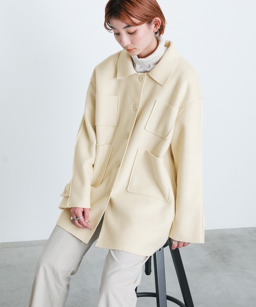 select MOCA（セレクトモカ）の「2021 AW ダブルポケットメルトンミドルジャケット（その他アウター・レディース・ブラック/ブラウン/アイボリー・FREE）」の12枚目の写真